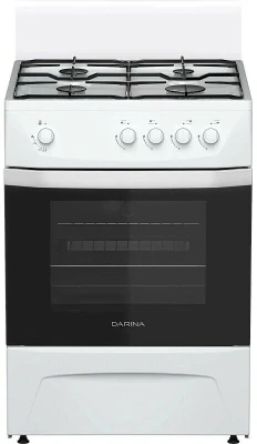 Газовая плита Darina C1001W, эмалированная, 4 конфорки, 50 л, поворотные переключатели, традиционная очистка