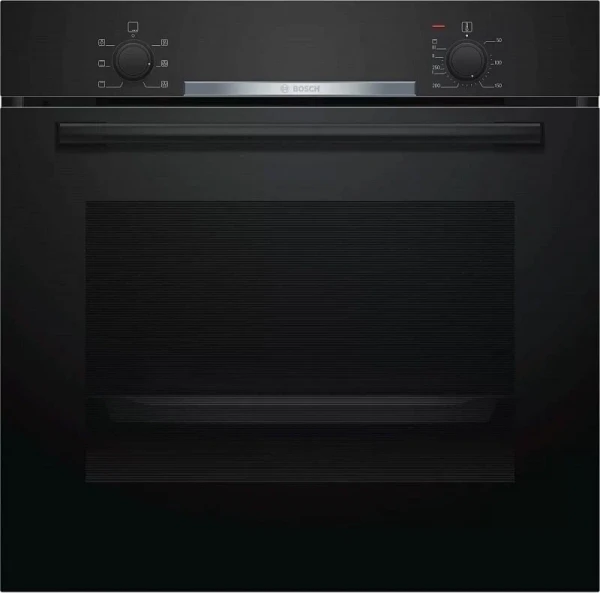 Встраиваемый электрический духовой шкаф Bosch HBA530BB0S, чёрный, 71 л, EcoClean, 4 режима, механическое управление