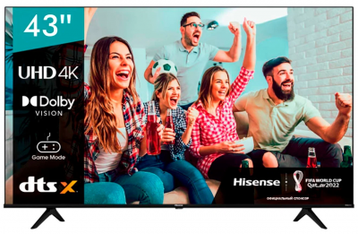 43" Телевизор Hisense 43A6BG HDR, LED, черный