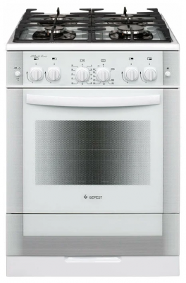 Кухонная плита GEFEST 6500-02 0042, электроподжиг, газ-контроль, 52 л, 4 конфорки, гриль, чугунные решетки 