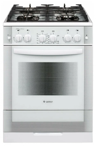 Кухонная плита GEFEST 6500-02 0042, электроподжиг, газ-контроль, 52 л, 4 конфорки, гриль, чугунные решетки 