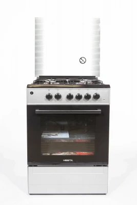 Кухонная плита Vesta Valencia VGE 10-E Серая EX, эмалированная, комбинированная, электроподжиг, 4 газовые конфорки, электрическая духовка, 65 л
