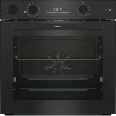 Духовой шкаф Hotpoint HSTFD 1232 JS BLG, объем духовки 72 л, телескопические направляющие, часы