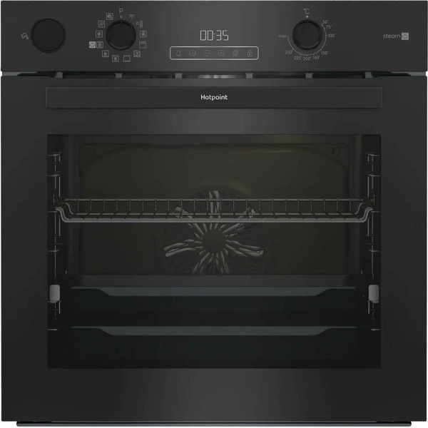 Духовой шкаф Hotpoint HSTFD 1232 JS BLG, объем духовки 72 л, телескопические направляющие, часы