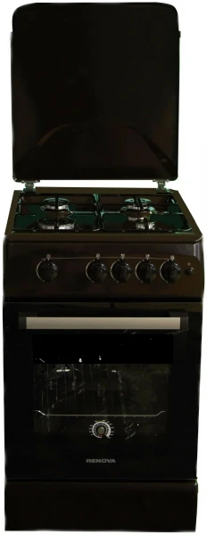 Газовая плита RENOVA SG5G-BR, коричневая, электроподжиг, стальные решетки, 4 конфорки, 54 л, эмалированная