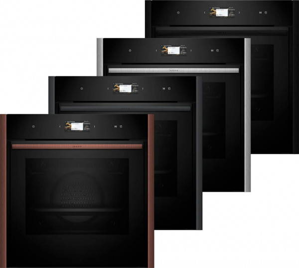 Духовой шкаф Neff B69VS7MY0, чёрный, SLIDE & HIDE, 71 л, пиролиз, сенсорные Full Touch Control, телескопические направляющие
