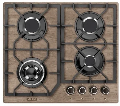 Газовая варочная панель GEFEST ПВГ 2232-01 К47, коричневый, 4 конфорки, газ-контроль, электророзжиг, чугунные решетки