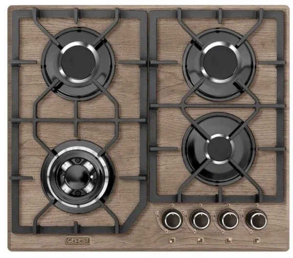Газовая варочная панель GEFEST ПВГ 2232-01 К47, коричневый, 4 конфорки, газ-контроль, электророзжиг, чугунные решетки