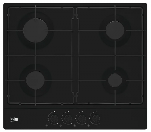 Варочная панель BEKO HIAG 64223 B, газовая, черная, 4 конфорки, механическое управление