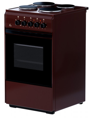 Электрическая кухонная плита Flama AE 1403 B, коричневая, тип конфорок чугунные, традиционная очистка