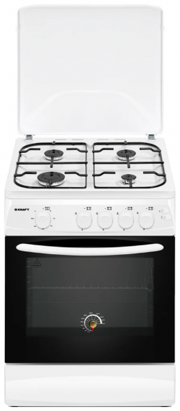 Газовая плита KRAFT KF-FSK6407AGWI, белый, газ-контроль, электроподжиг, 4 конфорки, 70 л