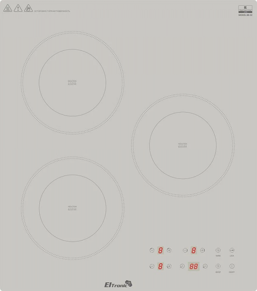 Варочная панель ELTRONIC (88-33) 3 конфорки индукционная Серо-зеленая