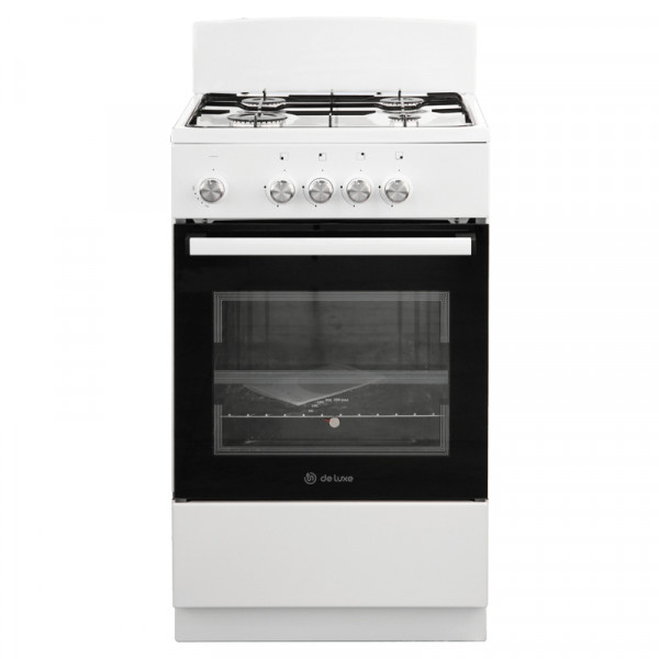 Газовая плита De Luxe 5040.48Г Щ, белый, эмалированная, газ-контроль духовки, 43 л, 4 газовые конфорки, традиционная очистка 