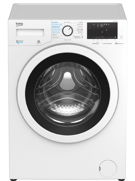Стиральная машина с сушкой Beko WDW85636B3, белая, 8/5 кг, 1200 об/мин, 15 программ, с паром, инверторная