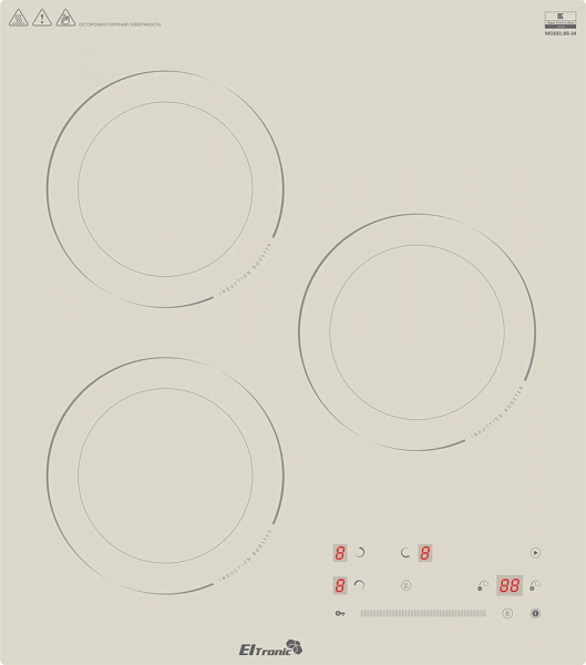 Варочная панель ELTRONIC (88-34) 3 конфорки индукционная бежевый