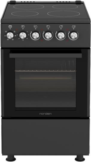 Плита электрическая NORDEN FF5055XXVD черный матовый, объем духовки 52 л, без крышки