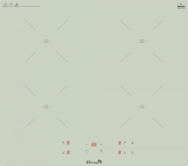 Варочная панель ELTRONIC (88-35) 4 конфорки индукционная Серо-зеленая