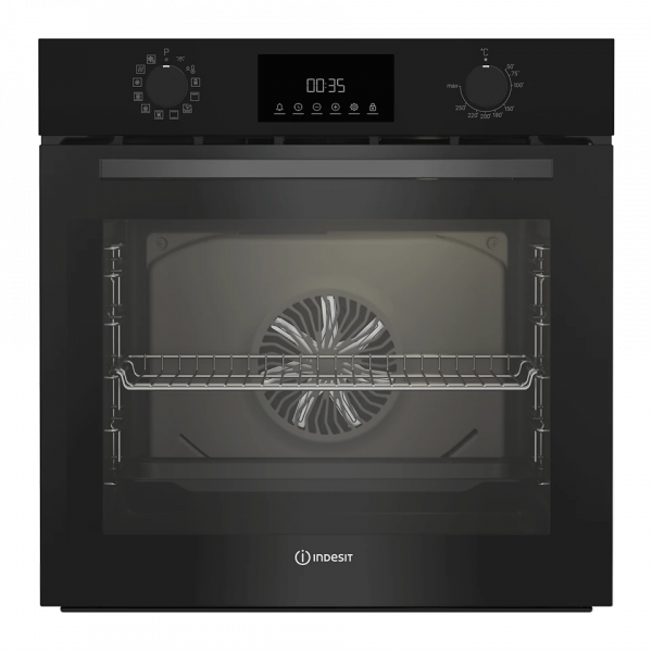 Духовой шкаф INDESIT IBFTE 3844 BL, чёрный, 72 л, поворотные переключатели, 12 режимов 