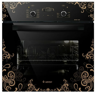 Электрический духовой шкаф GEFEST 622-02 К19, черный / с рисунком, телескопические направляющие