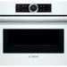 Компактный электрический духовой шкаф Bosch CMG633BW1, белый, Serie 8, переключатель Control Ring, 7 режимов, с СВЧ, традиционная очистка