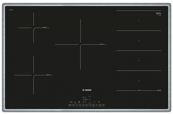 Индукционная варочная панель Bosch PXV845FC1E, цвет панели черный, цвет рамки серебристый