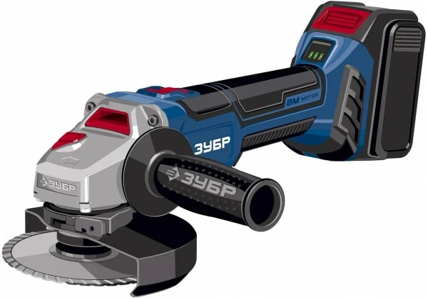 Углошлифовальная машина аккумуляторная ЗУБР AB-125-41, 1 АКБ (4Ач), в сумке