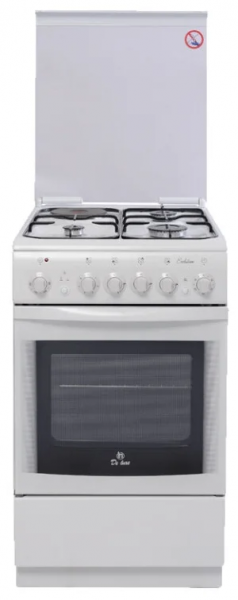 Комбинированная плита De Luxe 506031.00гэ, белый, электроподжиг, 3 газовые конфорки, 1 электрическая конфорка, электрическая духовка, 60 л