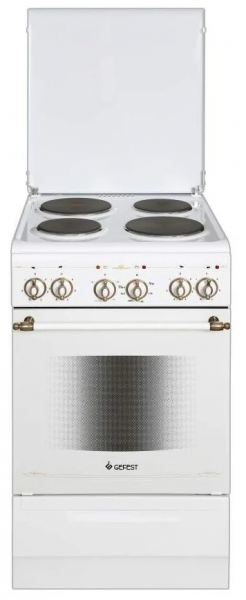 Кухонная плита GEFEST 5140-01 0121, эмалированная, электрическая, 4 зоны нагрева, А, экспресс-конфорка, 55 л