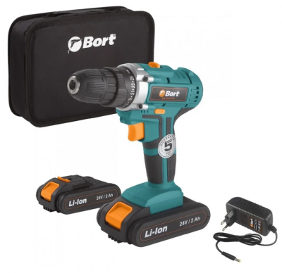 Дрель-шуруповерт Bort BAB-24UX2LI-FDK (с 2-мя АКБ)