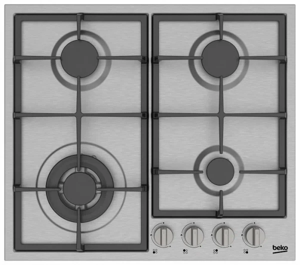 Газовая варочная панель Beko HIYG 64225 SXO, с рамкой, цвет панели серебристый, цвет рамки серебристый