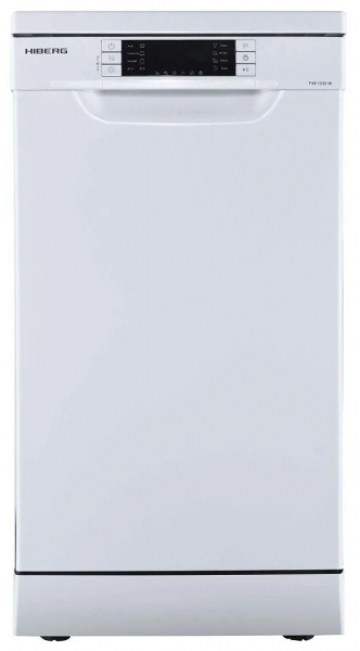 Посудомоечная машина HIBERG F48 1030 W, белый, узкая, отдельностоящая, 8 программ, конденсационная