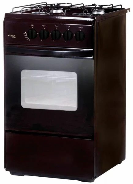 Газовая плита ЛАДА NOVA RG 24040 B, коричневая, без крышки, традиционная очистка, поворотный механизм, газ-контроль духовки, 50 л, 4 конфорки 