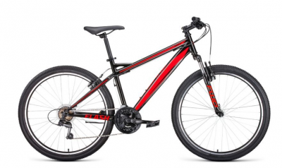 Велосипед FORWARD FLASH 26 1.0 (26" 21 ск. рост. 19") 2022, черный/красный, RBK22FW26659