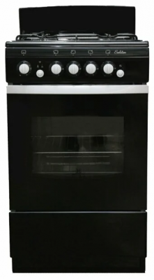 Газовая плита De Luxe 5040.36г щ черная, электропозжиг, 4 газовые конфорки, газ-контроль духовки, 46 л
