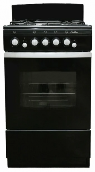 Газовая плита De Luxe 5040.36г щ черная, электропозжиг, 4 газовые конфорки, газ-контроль духовки, 46 л