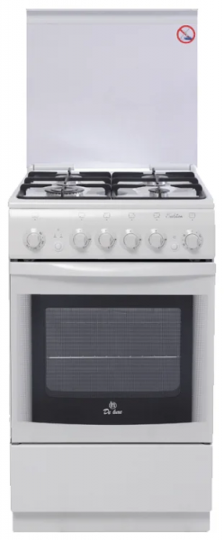 Кухонная плита De luxe 5040.33г, белая электроподжиг, чугунные решетки, газ-контроль духовки 
