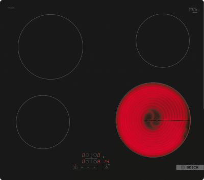 Электрическая варочная поверхность Bosch PKE611BB2E, 4 конфорки, Serie 4,  управление сенсорное