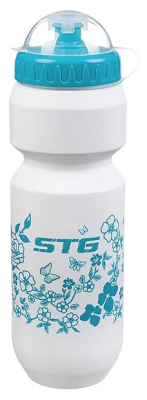 Фляга STG CSB-532L с крышкой, 800 мл, белый с голубым рисунком