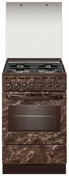Комбинированная плита GEFEST 5302-03 0054, коричневая, гидролизная очистка, газ-контроль горелок стола, электророзжиг горелок, вертел с электроприводом, чугунные решетки