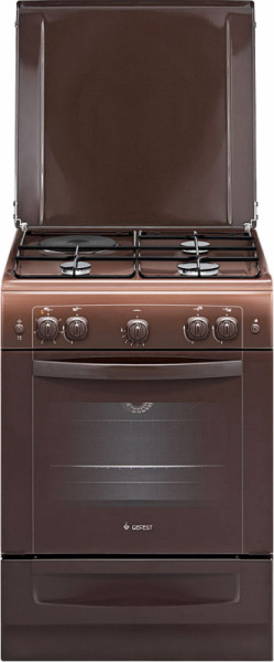 Кухонная плита GEFEST 6110-01 0001, эмалированная, комбинированная, газ-контроль духовки, 3 газовые конфорки, 1 электрическая конфорка, A, 52 л