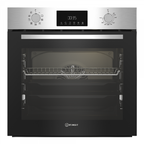 Электрический духовой шкаф INDESIT IFE3841JCIX, нерж.сталь, 72 л, 9 режимов, утапливаемые переключатели
