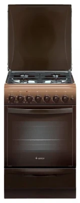 Кухонная плита Gefest ПГЭ 5102-02 0301, коричневая, гидролизная очистка, электророзжиг горелок, чугунные решетки, газ-контроль горелок стола