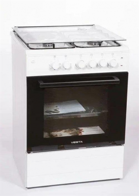 Кухонная плита Vesta Valencia VKE 21-EX Белый, комбинированная, 2 газовые конфорки, 2 электрические конфорки, электроподжиг, электрическая духовка, 65 л
