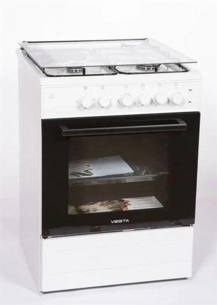 Кухонная плита Vesta Valencia VKE 21-EX Белый, комбинированная, 2 газовые конфорки, 2 электрические конфорки, электроподжиг, электрическая духовка, 65 л