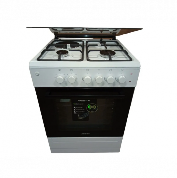 Кухонная плита Vesta Valencia VKE 20-E Белый CHU, комбинированная, 3 газовые конфорки, 1 электрическая конфорка, электрическая духовка, 65 л, электроподжиг 