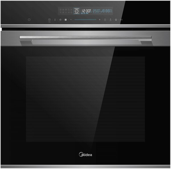 Электрический духовой шкаф Midea MO92170CGB, черный/нержавеющая сталь, 72 л, переключатели сенсорные, 12 программ 