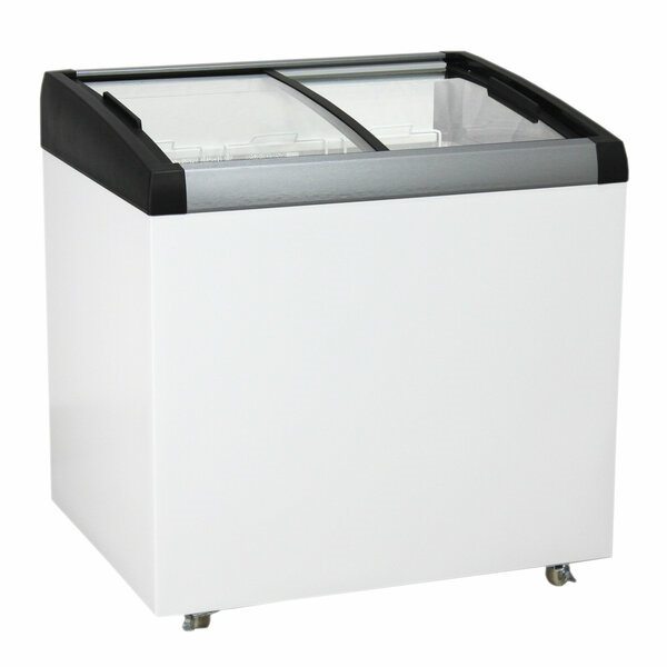 Морозильный ларь с гнутыми раздвижными стеклами БИРЮСА CF23, белый, механическое управление, 230л, 3 корзины