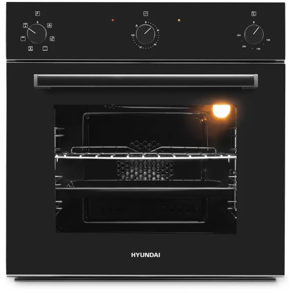 Духовой шкаф HYUNDAI 6006.03 BG, чёрный, 64 л, эмаль легкой очистки, переключатели поворотные, 5 режимов
