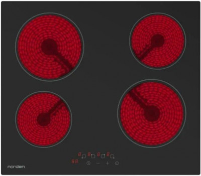 Электрическая варочная панель NORDEN VTRC 1 4G BLG черный, 4 конфорки, сенсорное управление, 9 уровней мощности