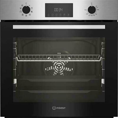 Электрический духовой шкаф Indesit IFE 3841 J IX, нержавеющая сталь, 72 л, утапливаемые переключатели, 9 режимов